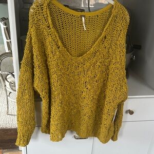 Free People V-Neck Mustard Sweater